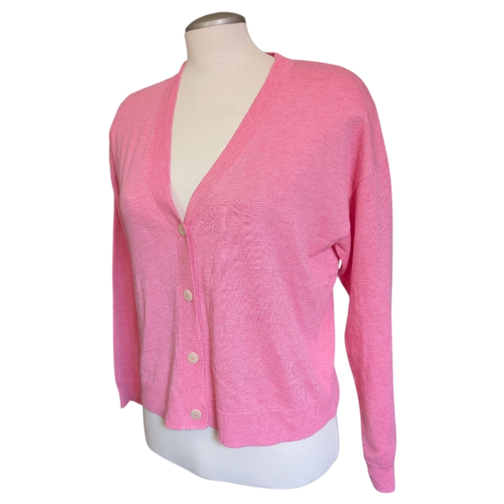 Mango Women's Cardigan Long Sleeve Knitted Bubblegum Pink Small Barbiecore